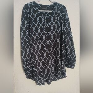 Lane Bryant Black White Size 22/24 Top Women's 100% Polyester Pre-owned